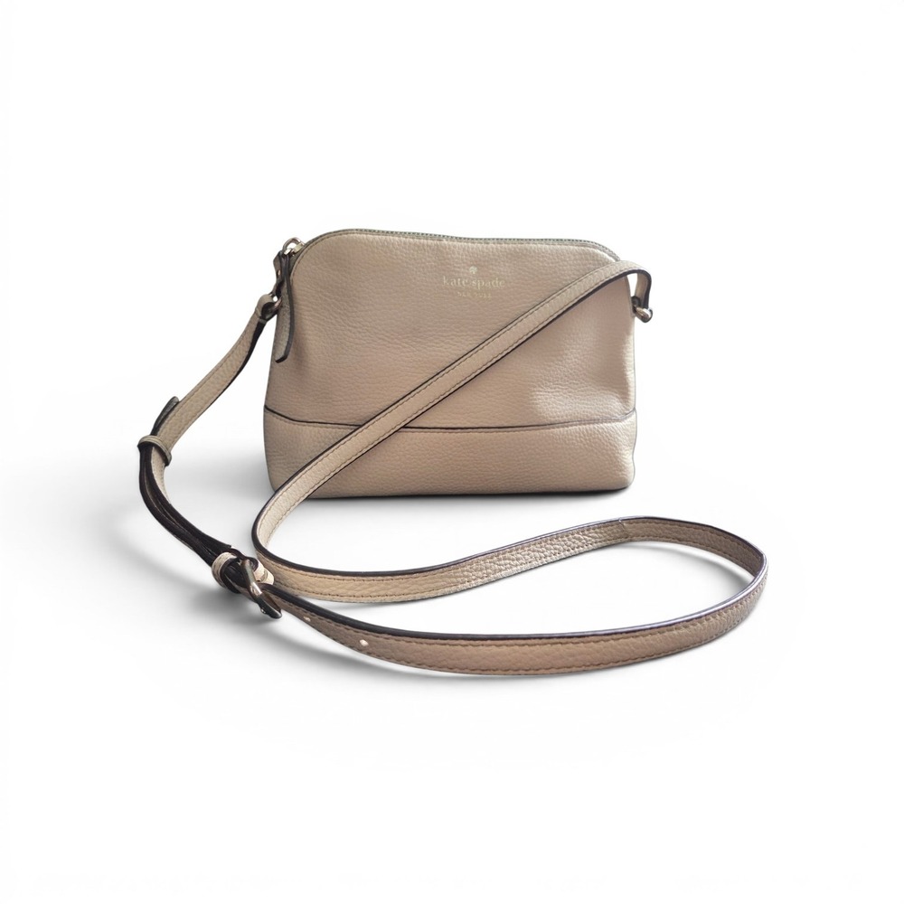 Kate Spade‎ Hanna Southport Ave Crossbody Bag Beige Pebbled Leather WKRU7110